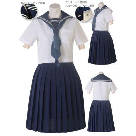 スカーフつき膝丈半袖セーラー服