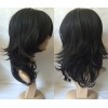 アニメキャラ風外ハネシャギーのセミロング黒ウィッグ