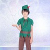 【キッズ】とんがり帽子つきピーターパン風緑×茶セットアップ
