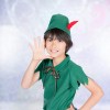 【キッズ】とんがり帽子つきピーターパン風緑×茶セットアップ