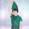 【キッズ】とんがり帽子つきピーターパン風緑×茶セットアップ
