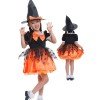 【キッズ】魔女帽子つき黒×オレンジワンピース