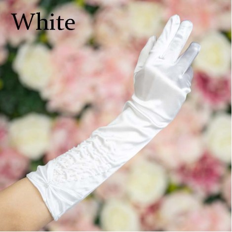 リボンとパールのミディアムグローブ