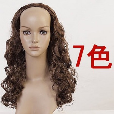 くるくるカールのロングハーフウィッグ(前髪なし)