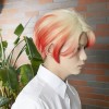【メンズウィッグ】韓国風アイボリ赤グラデ