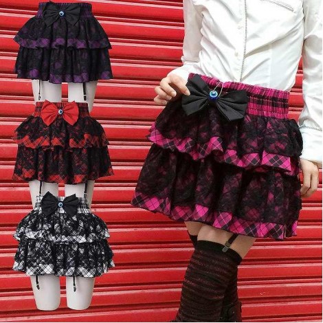 目玉リボンつきガータースカート