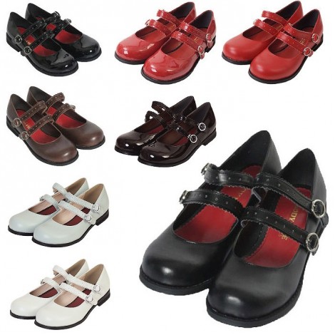 スカラップダブルストラップシューズ