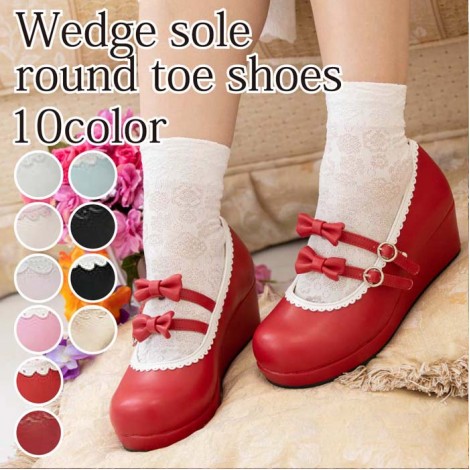 ウェッジソールラウンドトゥシューズ