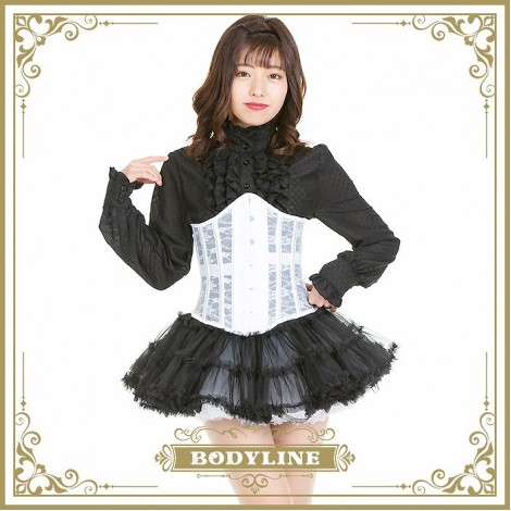 レース貼りの透け感コルセット