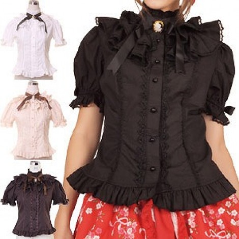 カメオリボンつきブラウス