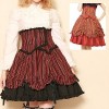コルセットつき渋色ストライプギャザースカート