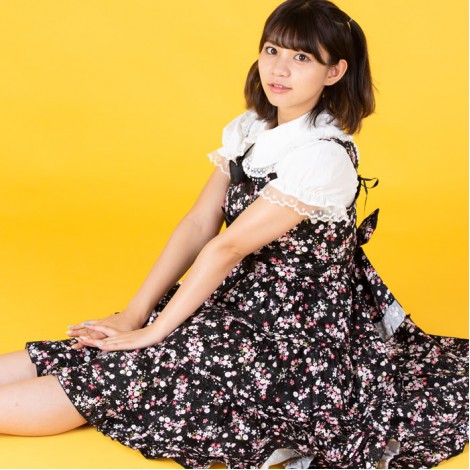 桜小花柄3連リボンジャンパースカート