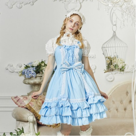 両面編み上げのはしごレースジャンパースカート