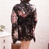 黒地花柄艶々素材の花魁風ミニ和服