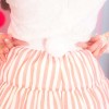 うさみみつきレーストップスとストライプスカートのセットアップ