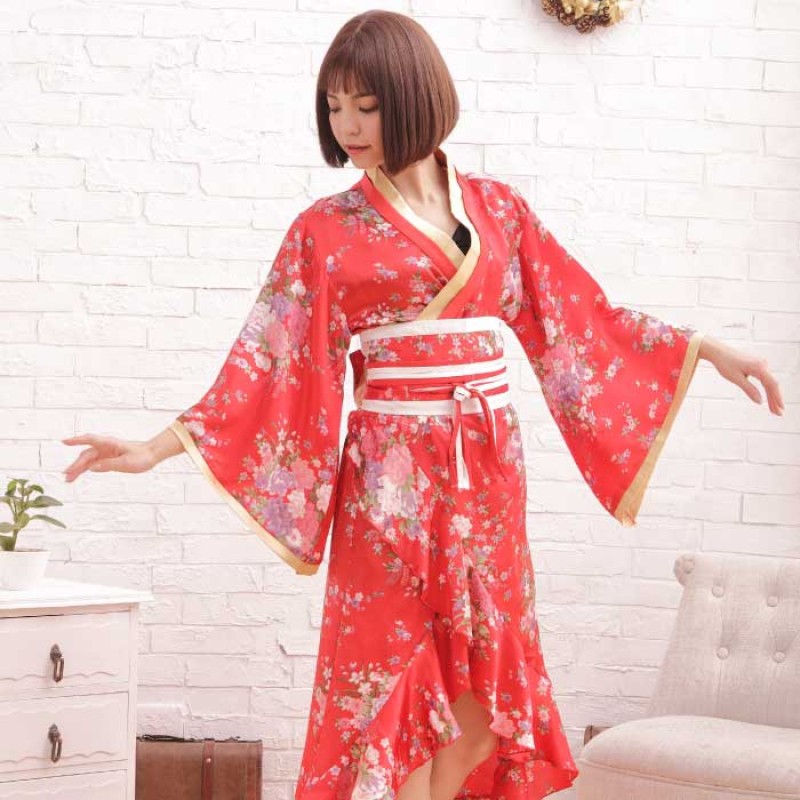 赤花柄ロング�...