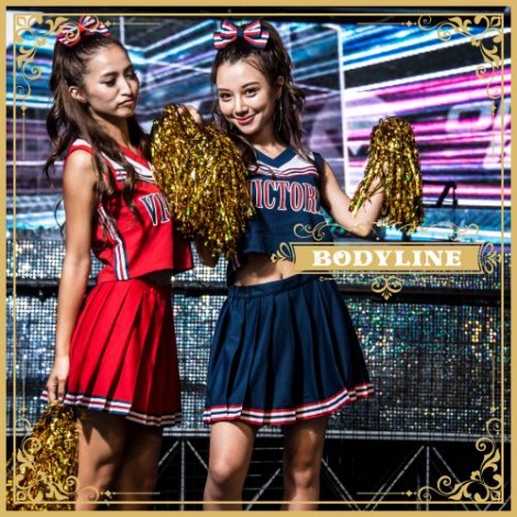 ポンポン・ヘアリボンつきチアガールコスチューム4点セット