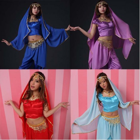 ゴージャス頭・首・腰飾りつきアラビアンセットアップ