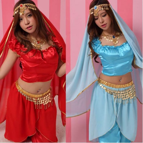 ゴージャス頭・首・腰飾りつきアラビアンセットアップ