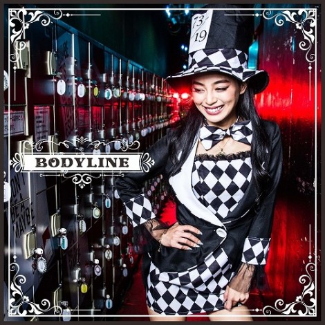 シルクハットつきブロックチェックマッドハッターイメージコスチューム4点セット