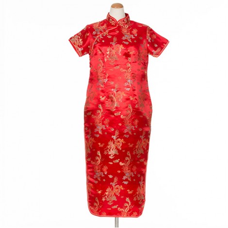 龍風柄チャイナドレス　ロング丈