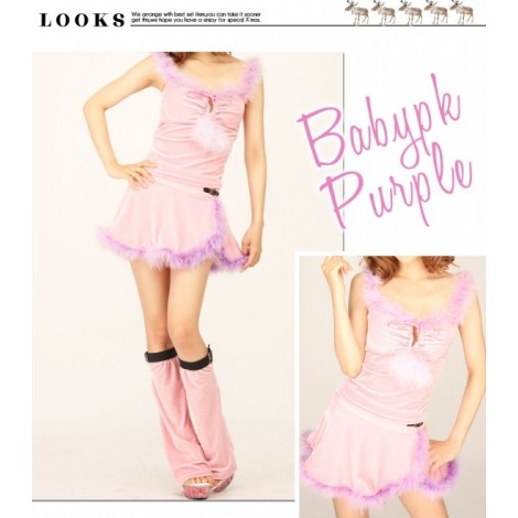 6020ファー付きサンタキャミワンピ