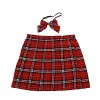 大きいサイズ リボン付き赤チェックスカート