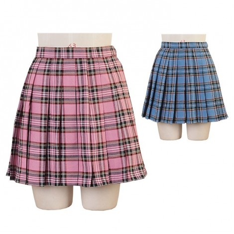 フレッシュピンクorブルーチェックスカート