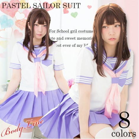 胸ポケットつきパステルカラーセーラー服