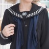 青スカーフつき胸当て刺繍入り黒セーラー服