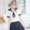 胸刺繍入り紺×白ネクタイタイセーラー服(半袖)
