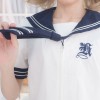 胸刺繍入り紺×白ネクタイタイセーラー服(半袖)