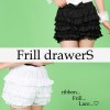 リボンブローチつき6段フリル&レースドロワーズ