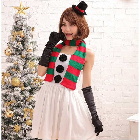 マフラー・ミニハット・手袋つきスノーマン擬人化ワンピース