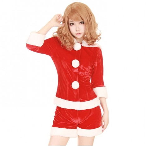 フードジャケットのショートパンツスタイルサンタコスチューム