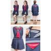 2本ラインの紺×赤スカーフセーラー服