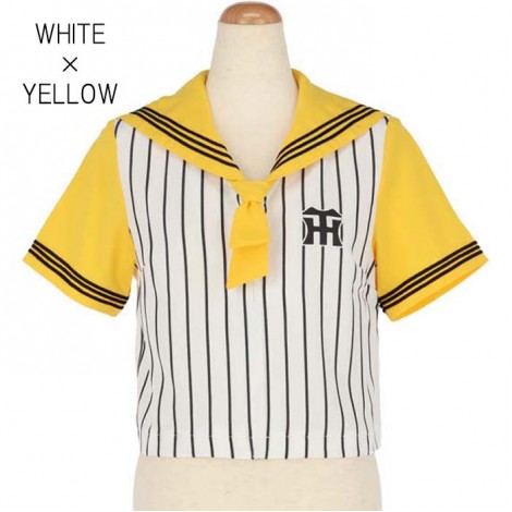 【阪神タイガース公式】胸ポイントタイつきセーラーT　白×黄